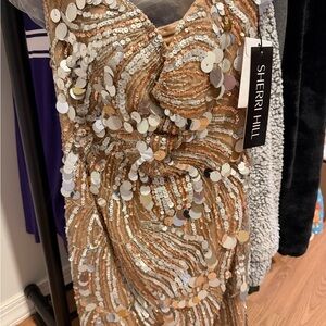 Sherri Hill Champagne Sequin Gown